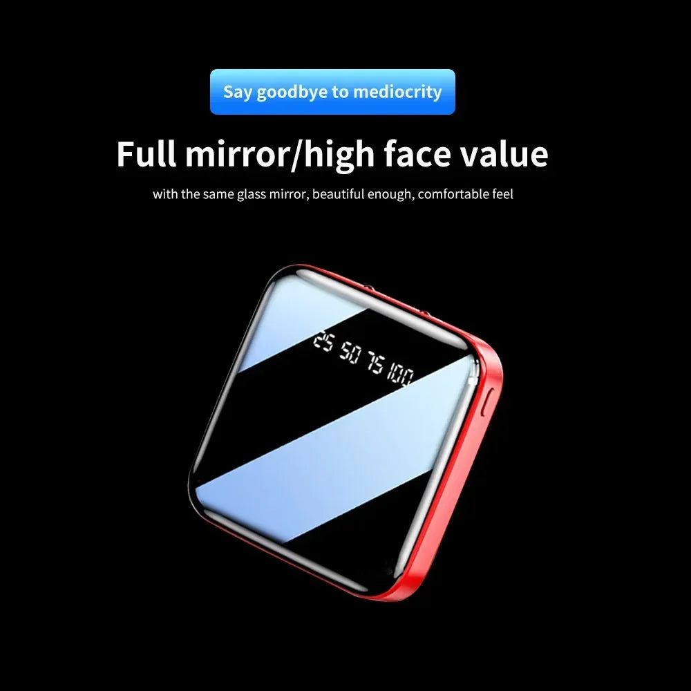 Mini 500000mAh Power Bank Portable Charger Mirror Screen LED Digital Powerbank External Battery for iPhone Huawei