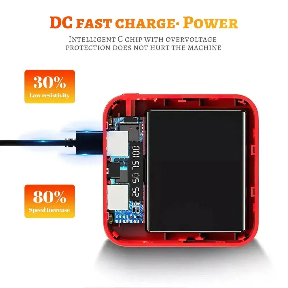 Mini 500000mAh Power Bank Portable Charger Mirror Screen LED Digital Powerbank External Battery for iPhone Huawei