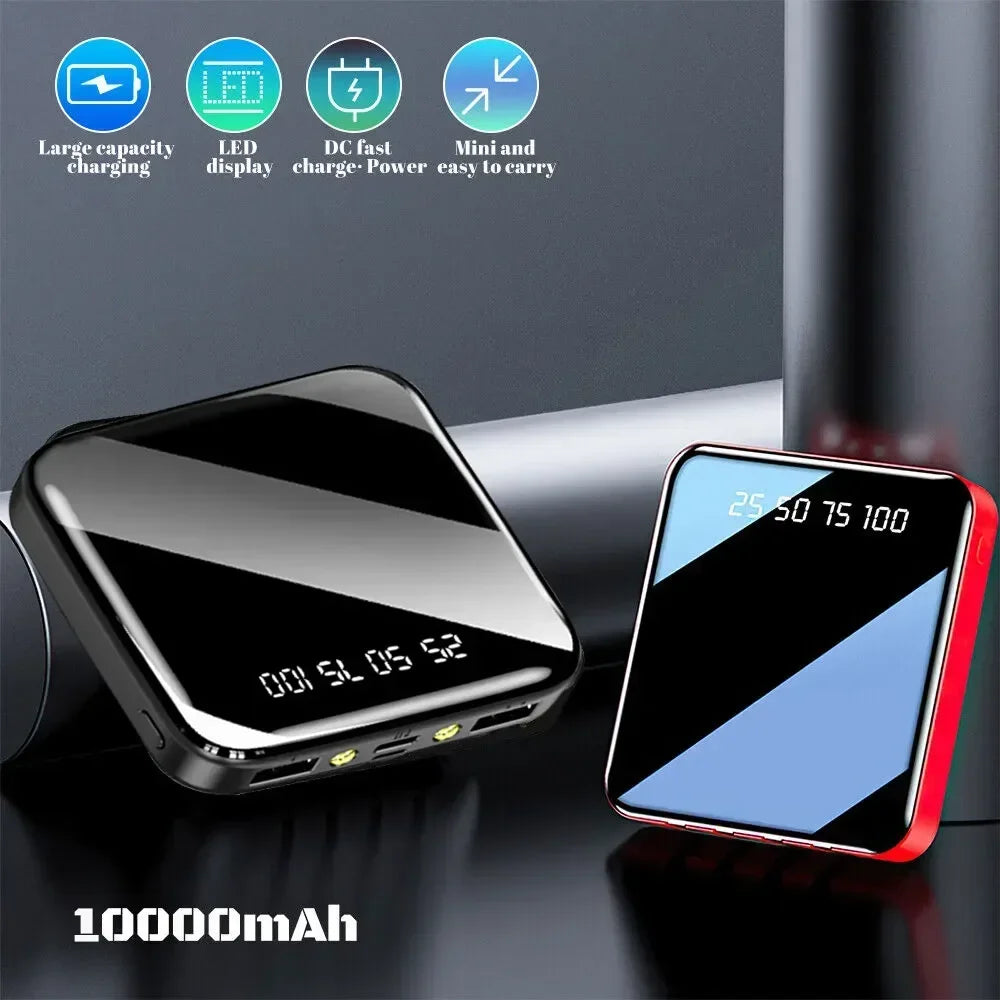 Mini 500000mAh Power Bank Portable Charger Mirror Screen LED Digital Powerbank External Battery for iPhone Huawei