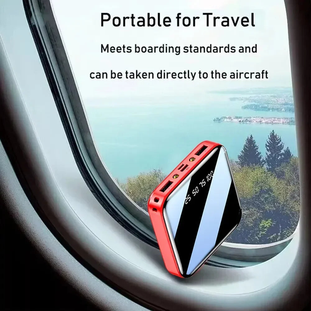 Mini 500000mAh Power Bank Portable Charger Mirror Screen LED Digital Powerbank External Battery for iPhone Huawei