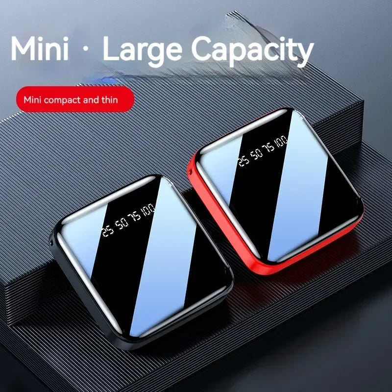Mini 500000mAh Power Bank Portable Charger Mirror Screen LED Digital Powerbank External Battery for iPhone Huawei