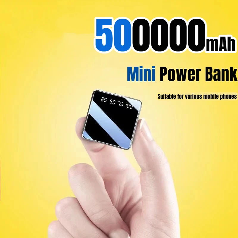 Mini 500000mAh Power Bank Portable Charger Mirror Screen LED Digital Powerbank External Battery for iPhone Huawei